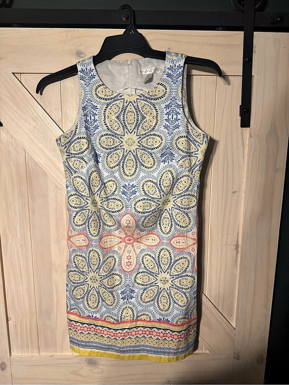 London Times Floral Mini maxi Dress in Blue & Yellow Size 6P Like New